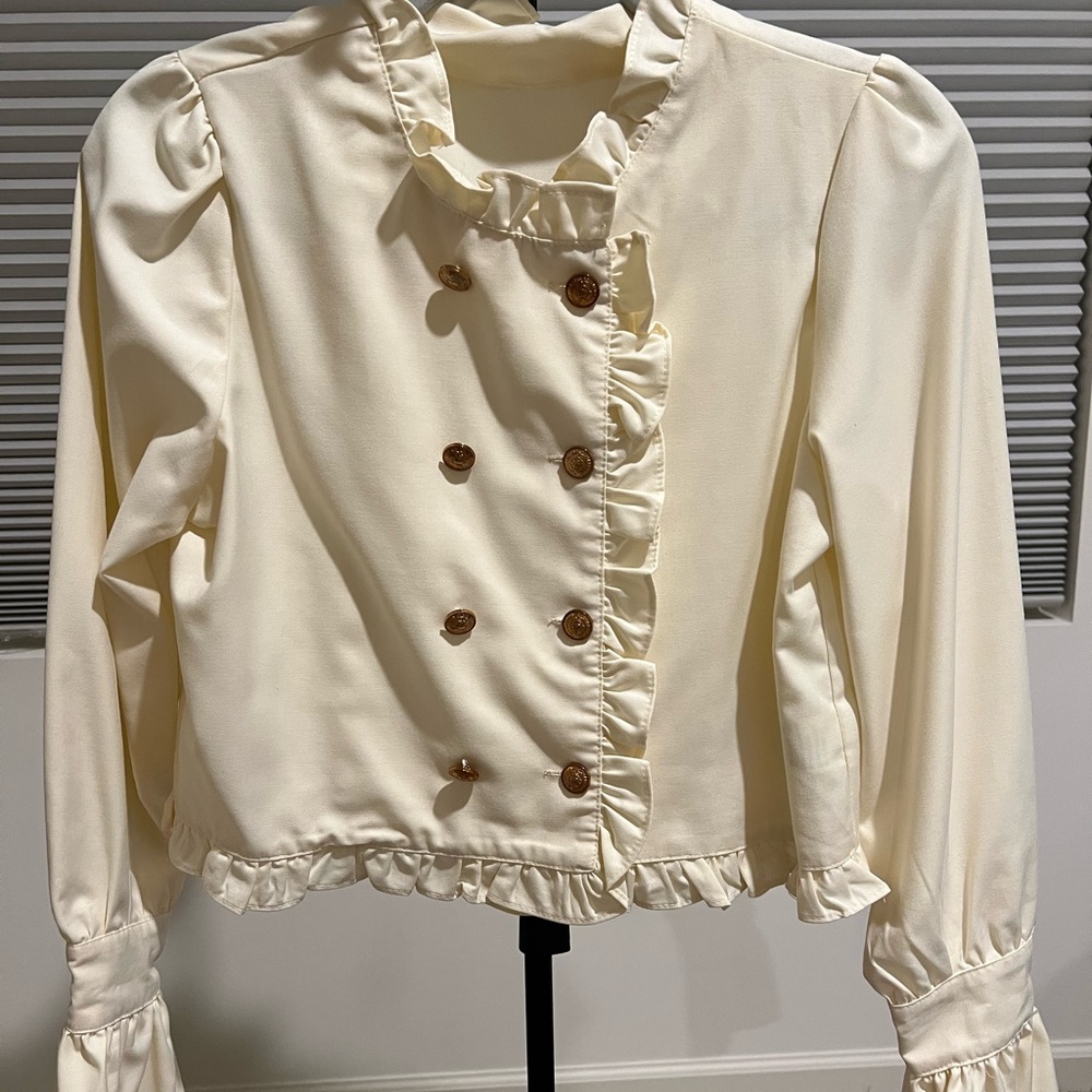 Chicwish Cream Ruffled Blouse